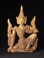 Antique wooden panel of Burmese Nat statue from Burma made from Wood