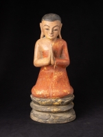 Old wooden Burmese monk statue from Burma made from Wood